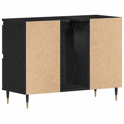 Badeværelsesskabsunder Sort eg 80 x 33 x 60 cm Konstrueret træ