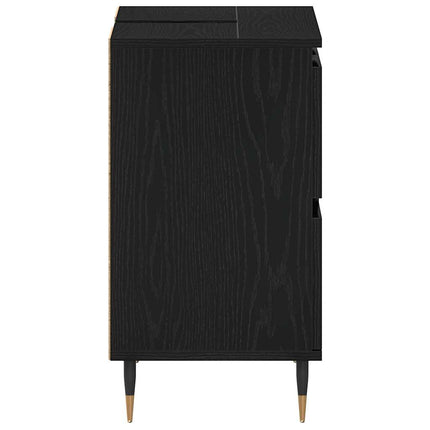 Badeværelsesskabsunder Sort eg 80 x 33 x 60 cm Konstrueret træ
