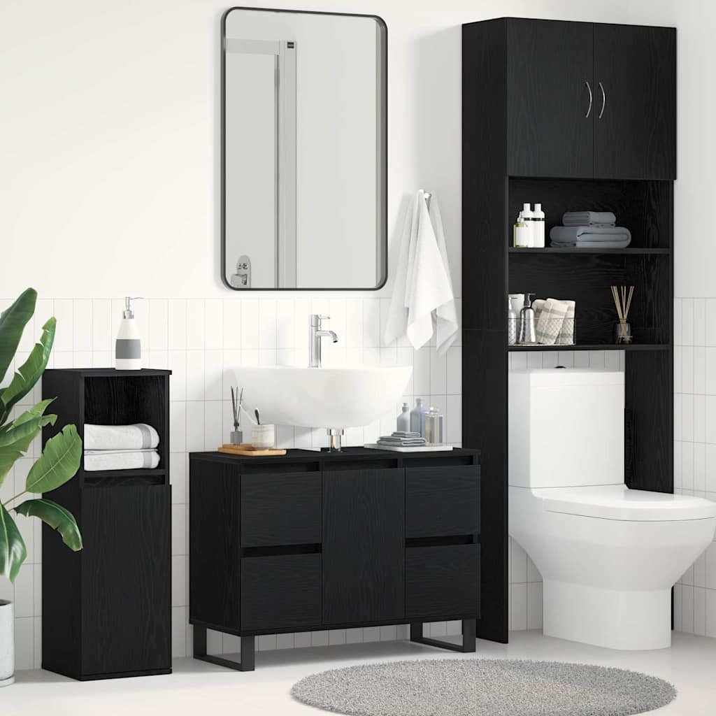 Badevrelsesskab Sort eg 80 x 33 x 60 cm Konstrueret tr