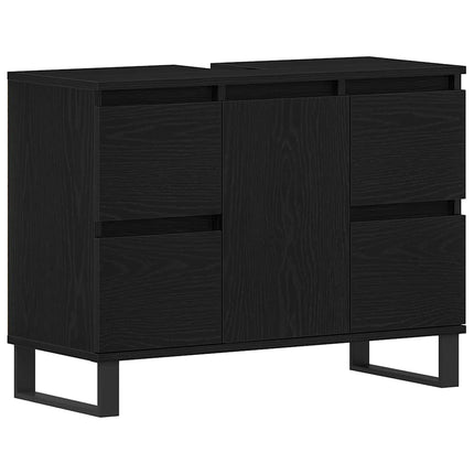 Badeværelsesskab Sort eg 80 x 33 x 60 cm Konstrueret træ