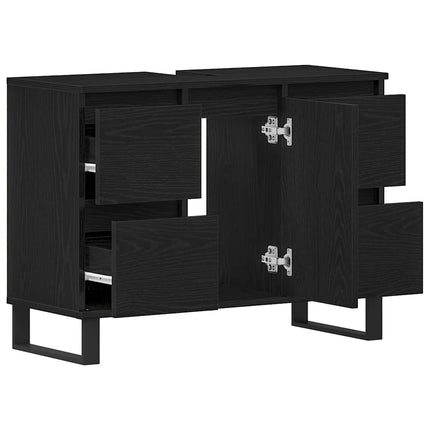 Badeværelsesskab Sort eg 80 x 33 x 60 cm Konstrueret træ