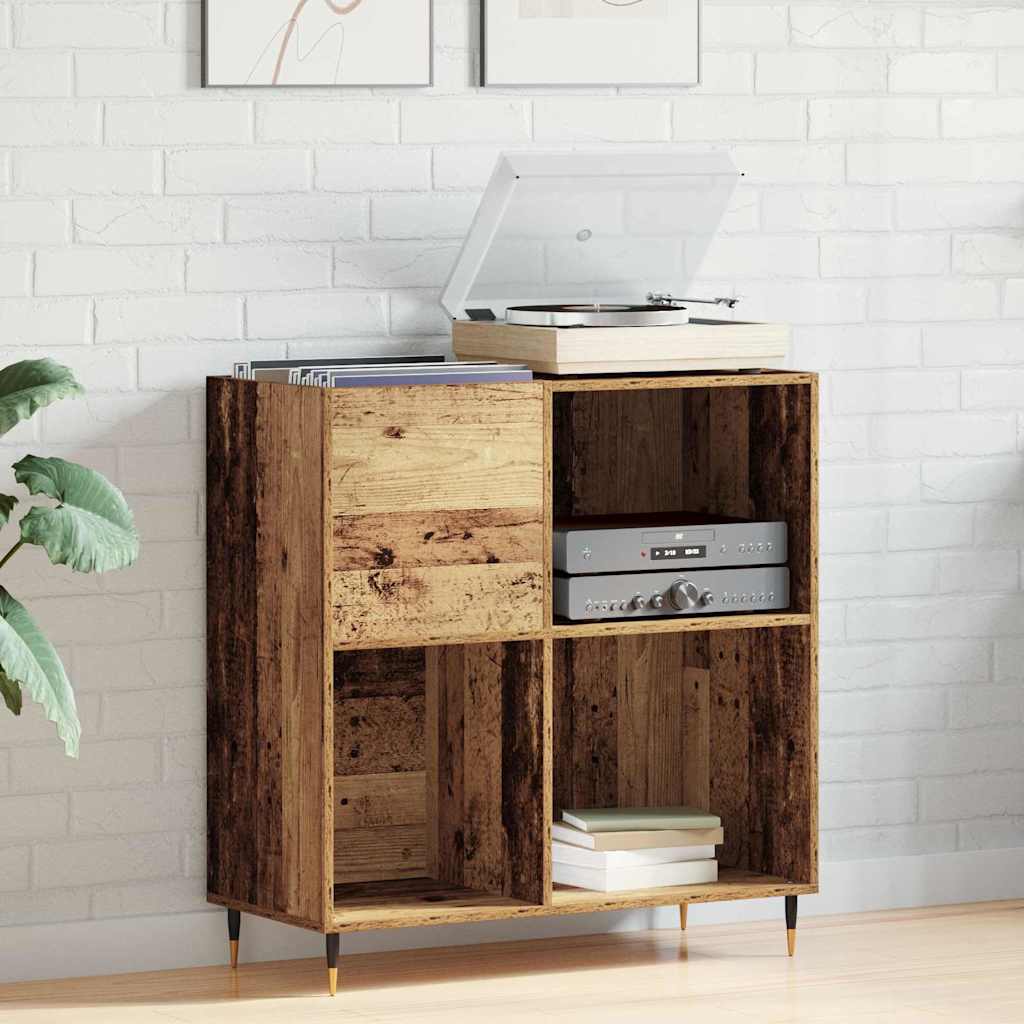 Pladeskab med hylde Gammelt træ 85 x 38 x 89 cm Konstrueret træ