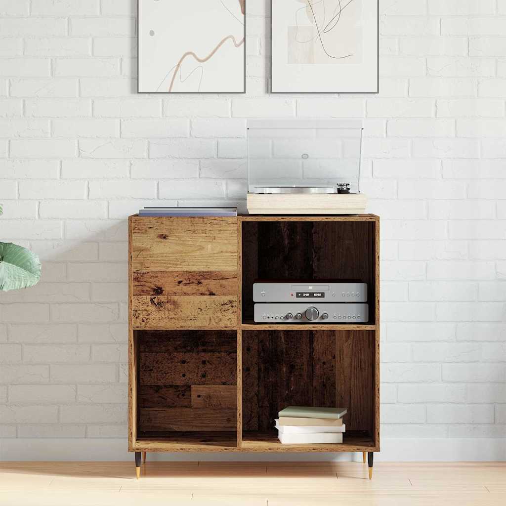 Pladeskab med hylde Gammelt træ 85 x 38 x 89 cm Konstrueret træ
