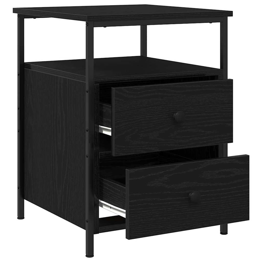 Natskab 2 pcs Sort eg 34 x 35,5 x 50 cm Konstrueret træ