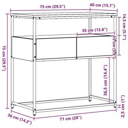Konsolbord Gammelt træ 75 x 40 x 75 cm Konstrueret træ