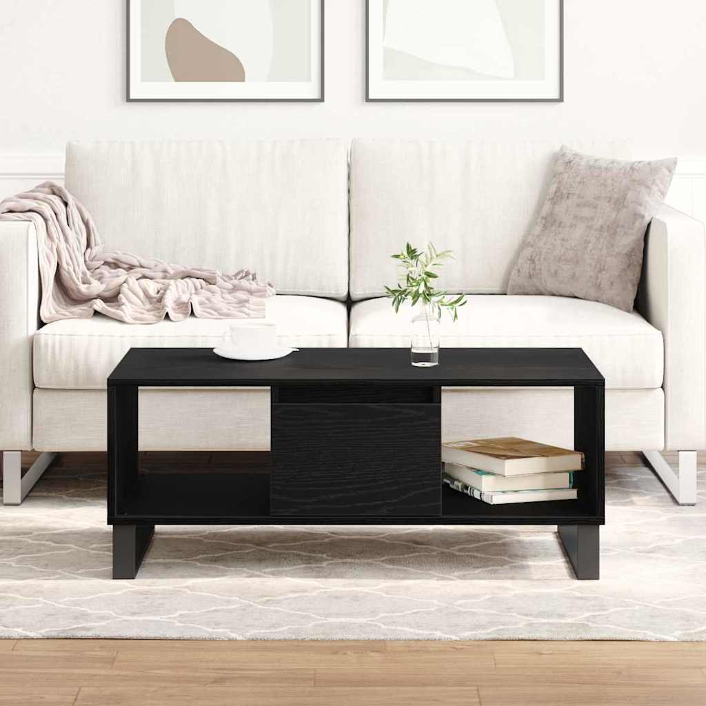 Sofabord med skuffe Sort eg 90 x 50 x 36.5 cm Konstrueret træ