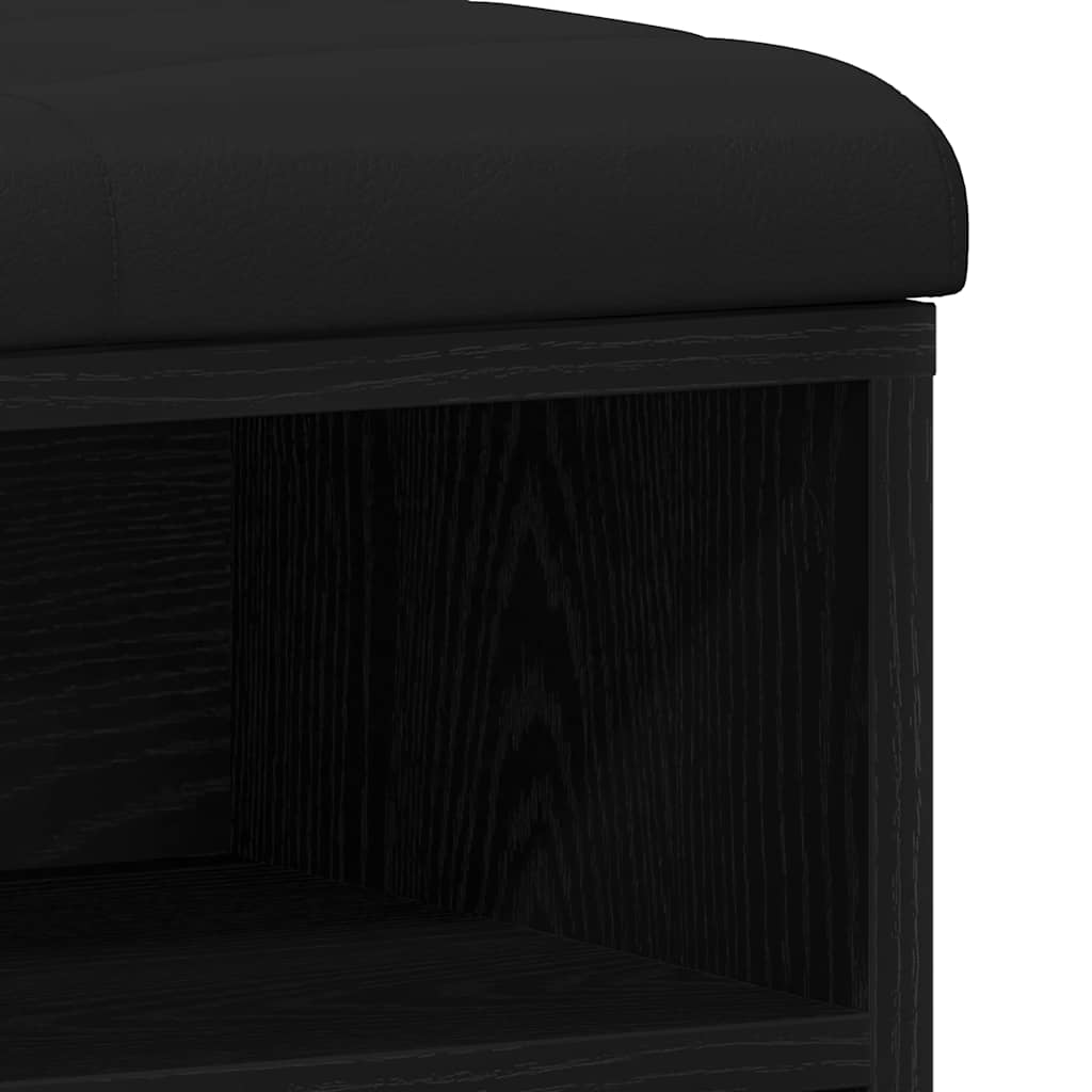 Sko bænk med hylde Sort eg 102 x 32 x 50 cm Konstrueret træ