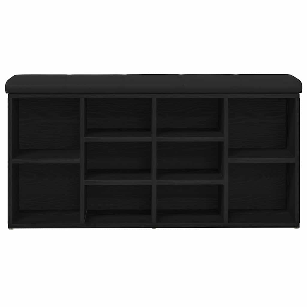 Sko bænk med hylde Sort eg 102 x 32 x 50 cm Konstrueret træ