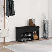 Sko bænk med hylde Sort 80 x 30 x 45 cm Konstrueret træ
