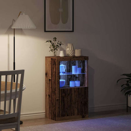 LED Sideboard 60,5 x 37 x 100 cm Konstrueret træ Gammelt træ