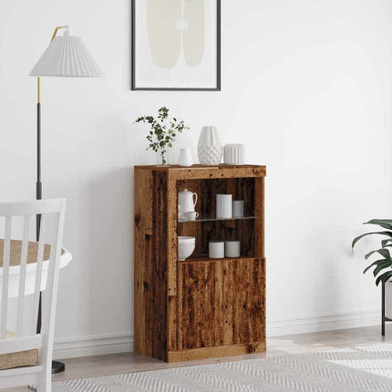 LED Sideboard 60,5 x 37 x 100 cm Konstrueret træ Gammelt træ
