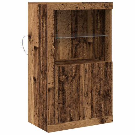 LED Sideboard 60,5 x 37 x 100 cm Konstrueret træ Gammelt træ