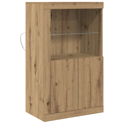 LED Sideboard Artisan Egetræ 60,5 x 37 x 100 cm Konstrueret træ