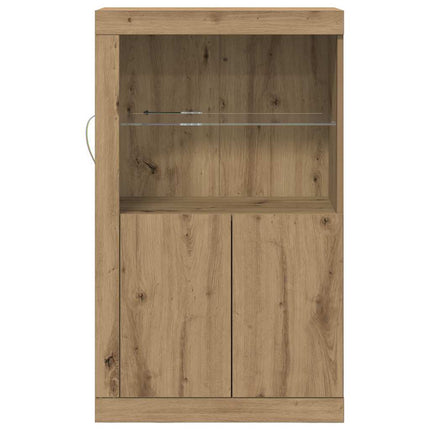 LED Sideboard Artisan Egetræ 60,5 x 37 x 100 cm Konstrueret træ