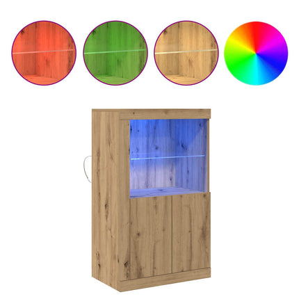 LED Sideboard Artisan Egetræ 60,5 x 37 x 100 cm Konstrueret træ