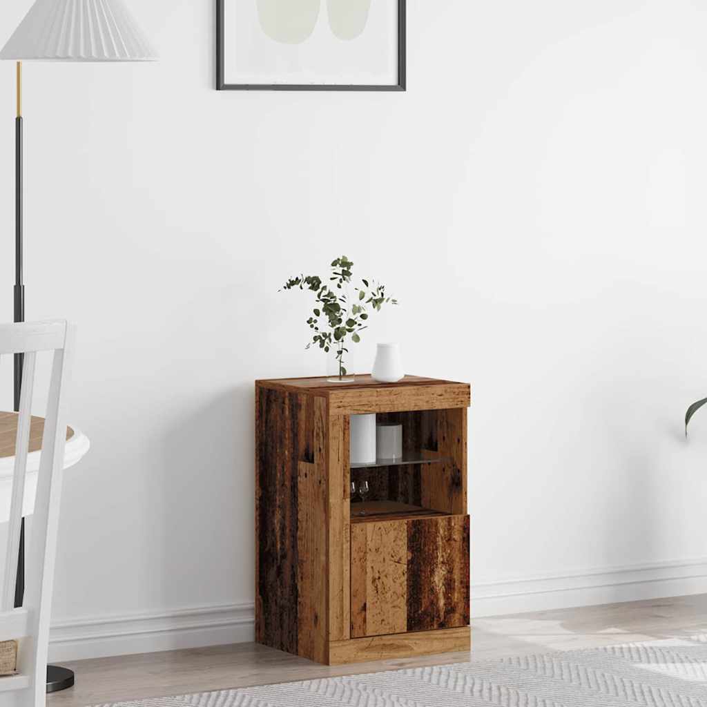 LED Sideboard Gammelt træ 41 x 37 x 67 cm Konstrueret træ
