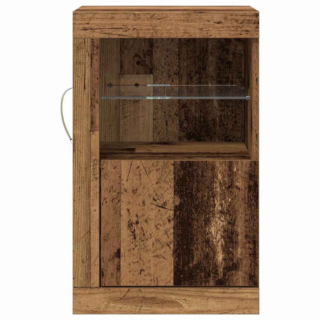 LED Sideboard Gammelt træ 41 x 37 x 67 cm Konstrueret træ