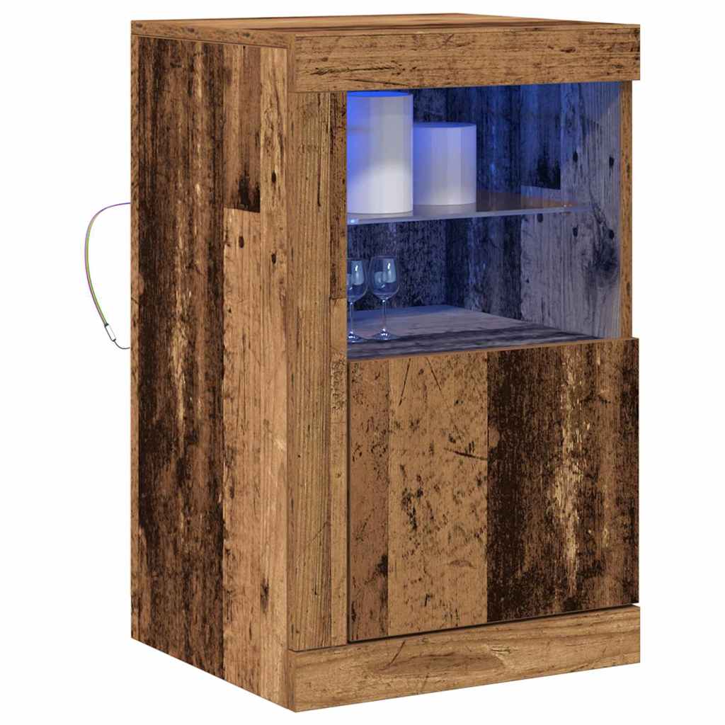 LED Sideboard Gammelt træ 41 x 37 x 67 cm Konstrueret træ