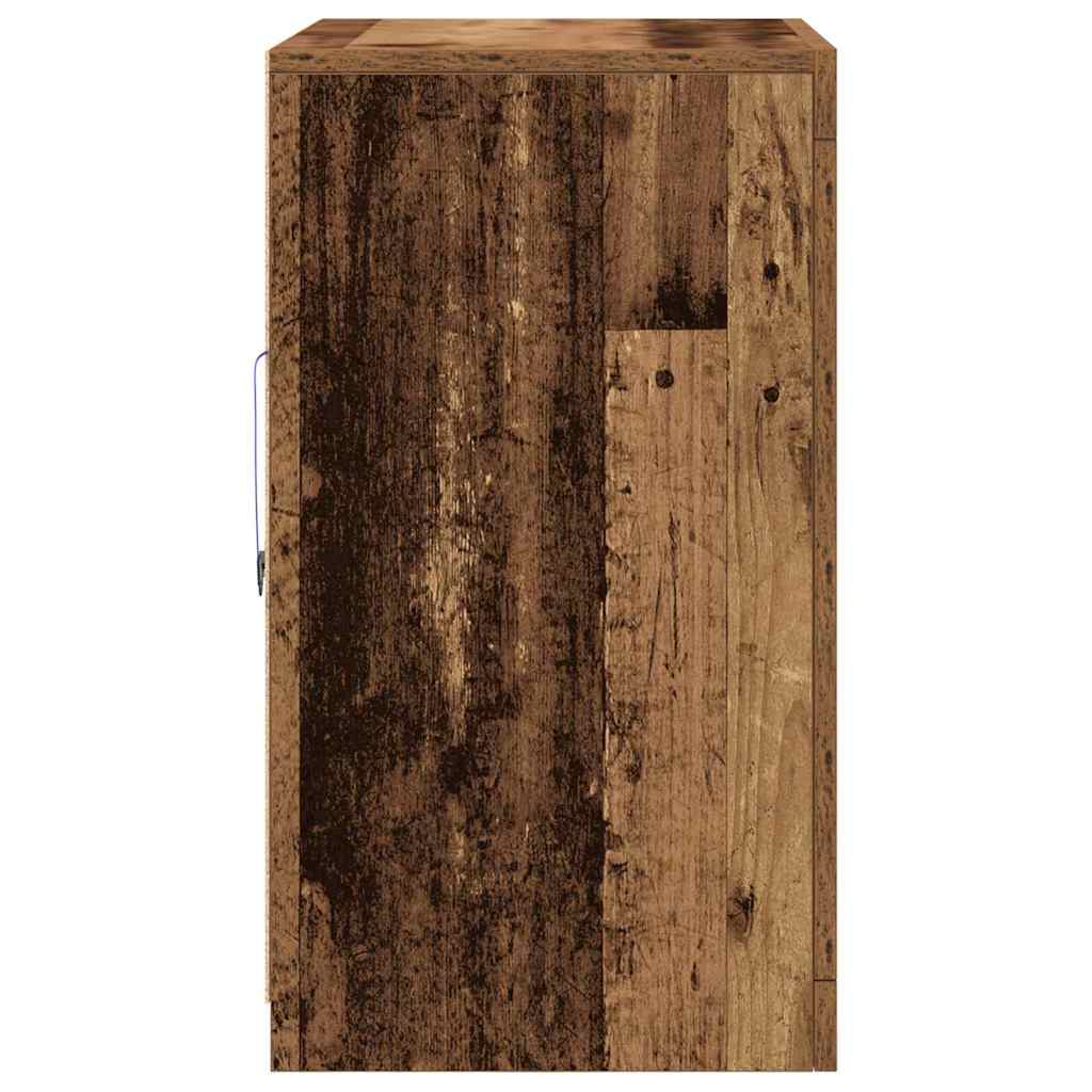 LED Sideboard Gammelt træ 41 x 37 x 67 cm Konstrueret træ