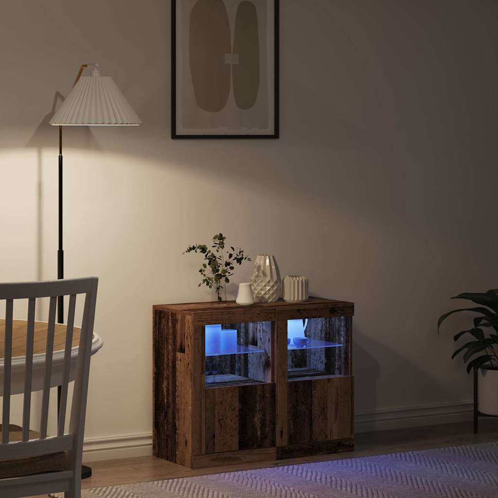 LED Sideboard 2 pcs Gammelt træ 41 x 37 x 67 cm Konstrueret træ