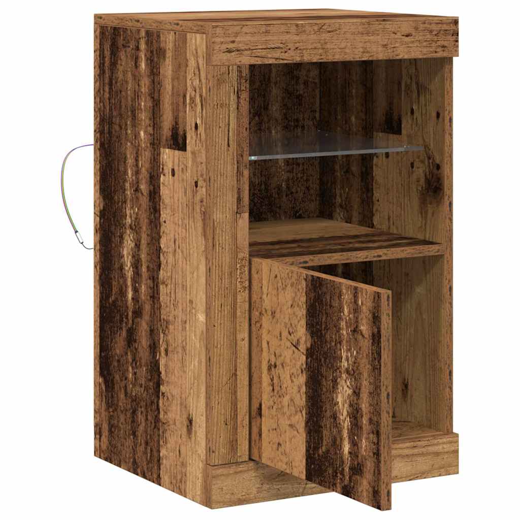 LED Sideboard 2 pcs Gammelt træ 41 x 37 x 67 cm Konstrueret træ