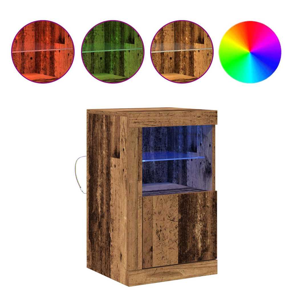 LED Sideboard 2 pcs Gammelt træ 41 x 37 x 67 cm Konstrueret træ