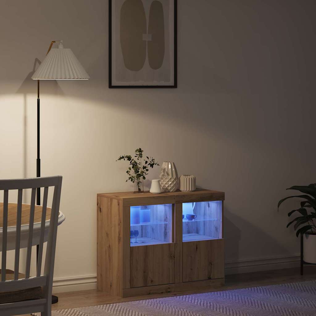 LED Sideboard 2 pcs Artisan Egetræ 41 x 37 x 67 cm