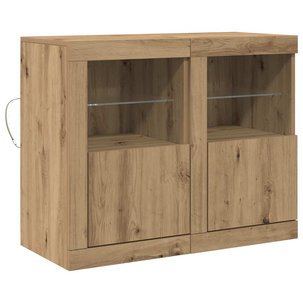 LED Sideboard 2 pcs Artisan Egetræ 41 x 37 x 67 cm