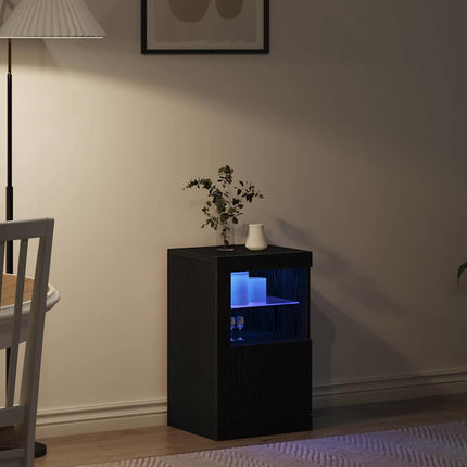 LED Sideboard 41 x 37 x 67 cm Konstrueret træ Sort eg