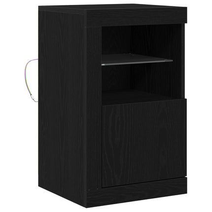 LED Sideboard 41 x 37 x 67 cm Konstrueret træ Sort eg
