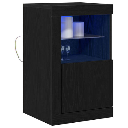 LED Sideboard 41 x 37 x 67 cm Konstrueret træ Sort eg
