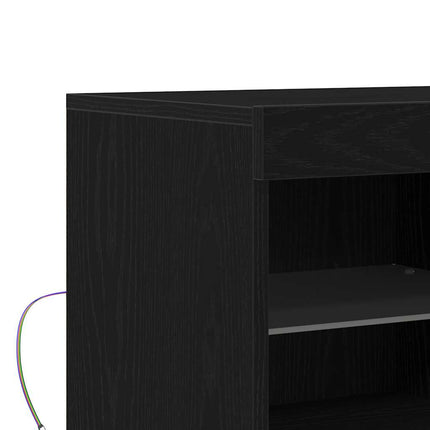 LED Sideboard Sort 81 x 37 x 66,5 cm Konstrueret træ