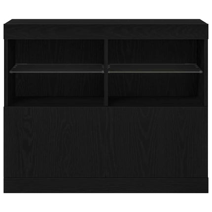 LED Sideboard Sort 81 x 37 x 66,5 cm Konstrueret træ