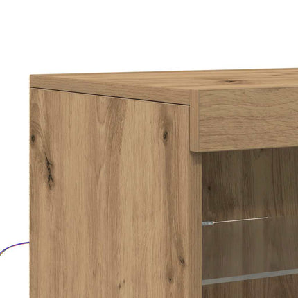 LED Sideboard Artisan Egetræ 60,5 x 37 x 100 cm Konstrueret træ