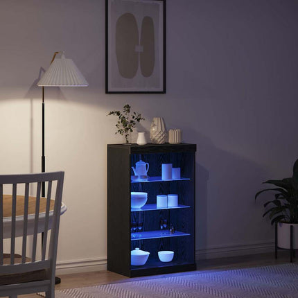 LED Sideboard Sort eg 60,5 x 37 x 100 cm Konstrueret træ