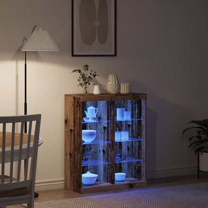 LED Sideboard Gammelt træ 81 x 37 x 100 cm Konstrueret træ
