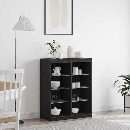 LED Sideboard Sort eg 81 x 37 x 100 cm Konstrueret træ
