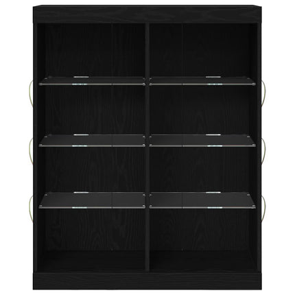 LED Sideboard Sort eg 81 x 37 x 100 cm Konstrueret træ