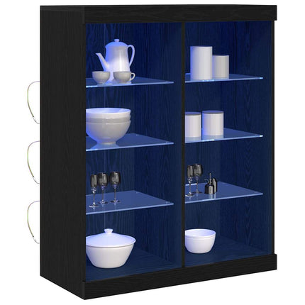 LED Sideboard Sort eg 81 x 37 x 100 cm Konstrueret træ