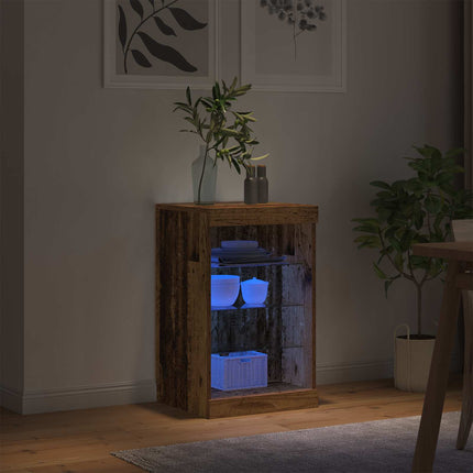 LED Sideboard Gammelt træ 41 x 37 x 67 cm Konstrueret træ