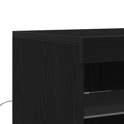 LED Sideboard Sort eg 41 x 37 x 100 cm Konstrueret træ