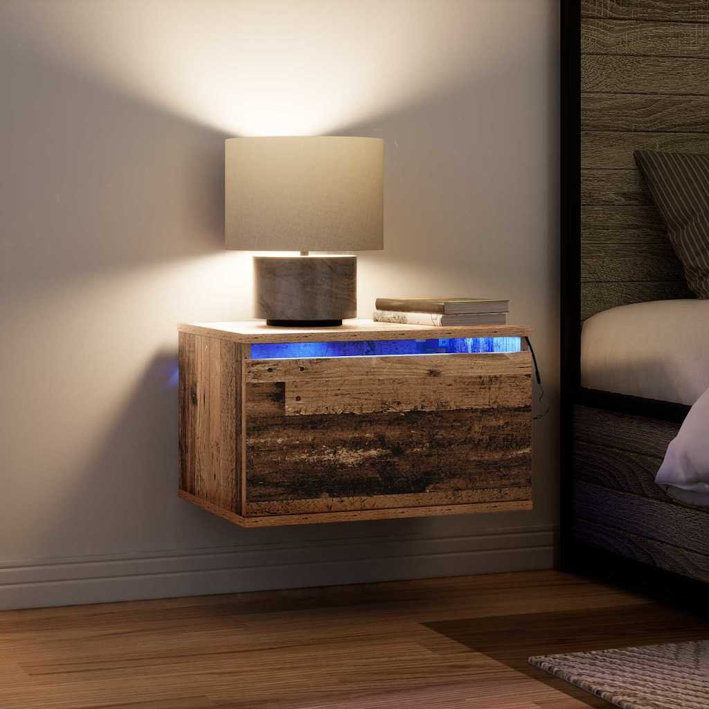 Vægmonteret natbord Gammelt træ 50 x 36 x 30 cm Konstrueret træ