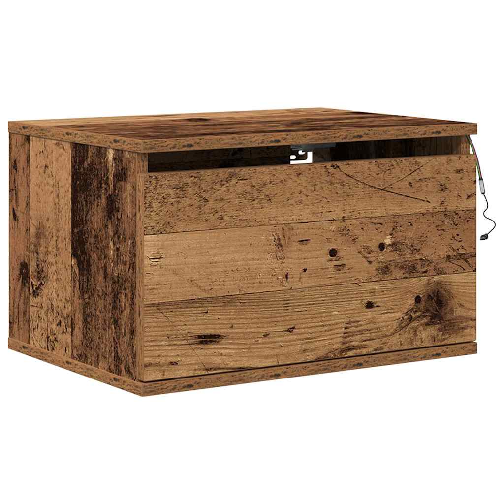 Vægmonteret natbord Gammelt træ 50 x 36 x 30 cm Konstrueret træ