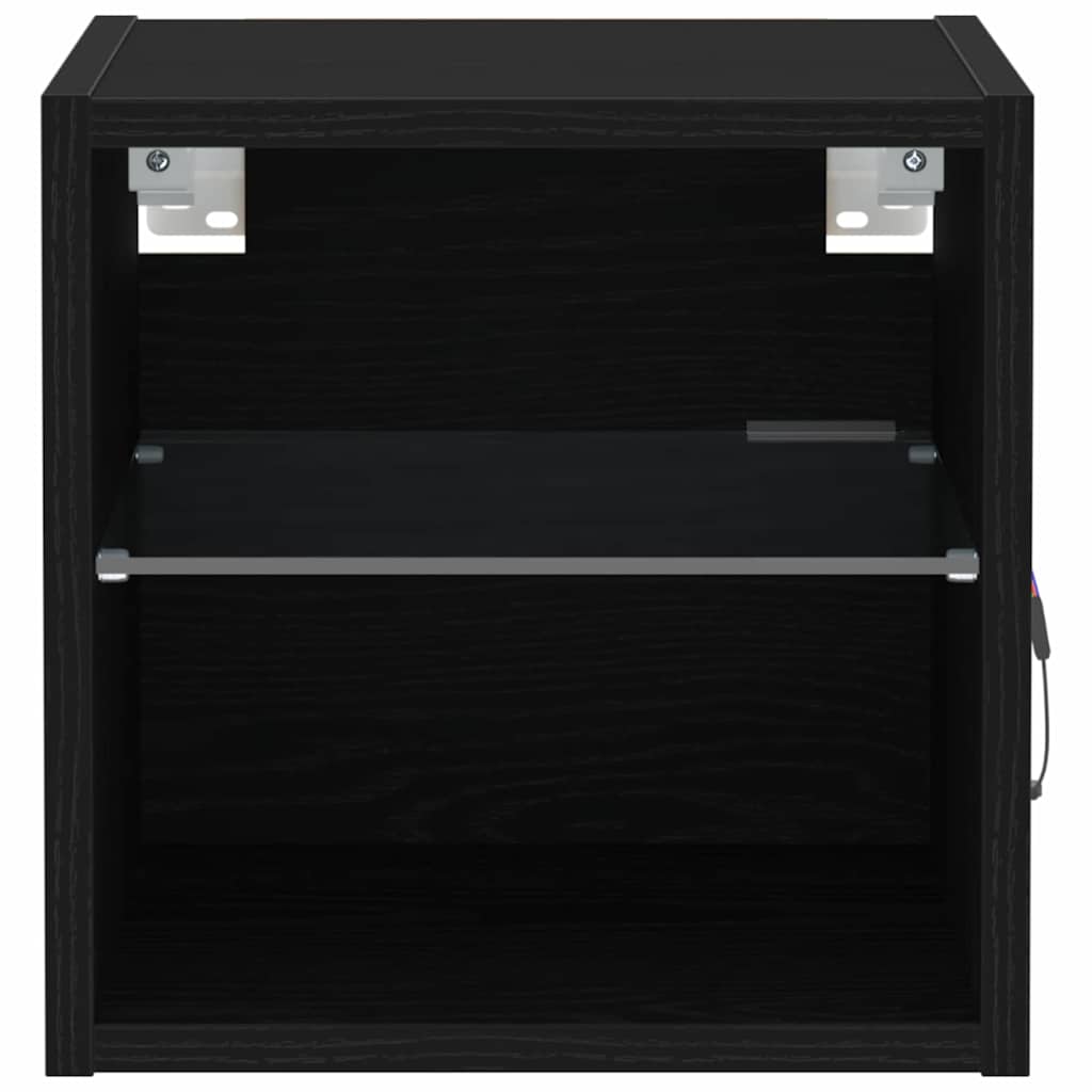 LED Væghylde Bedside Cabinet med Sort Konstrueret træ