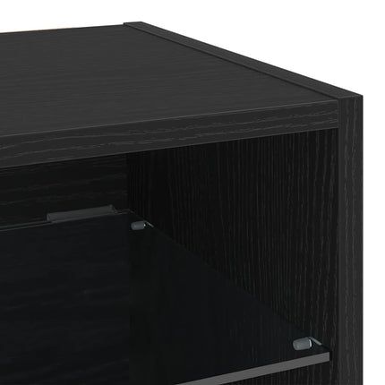 LED Væghylde Bedside Cabinet 2 pcs Sort 30 x 28,5 x 30 cm