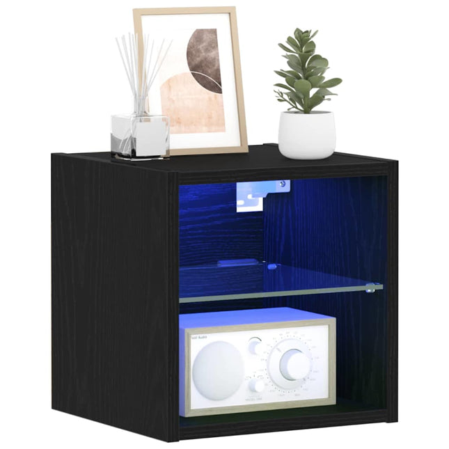 LED Væghylde Bedside Cabinet 2 pcs Sort 30 x 28,5 x 30 cm