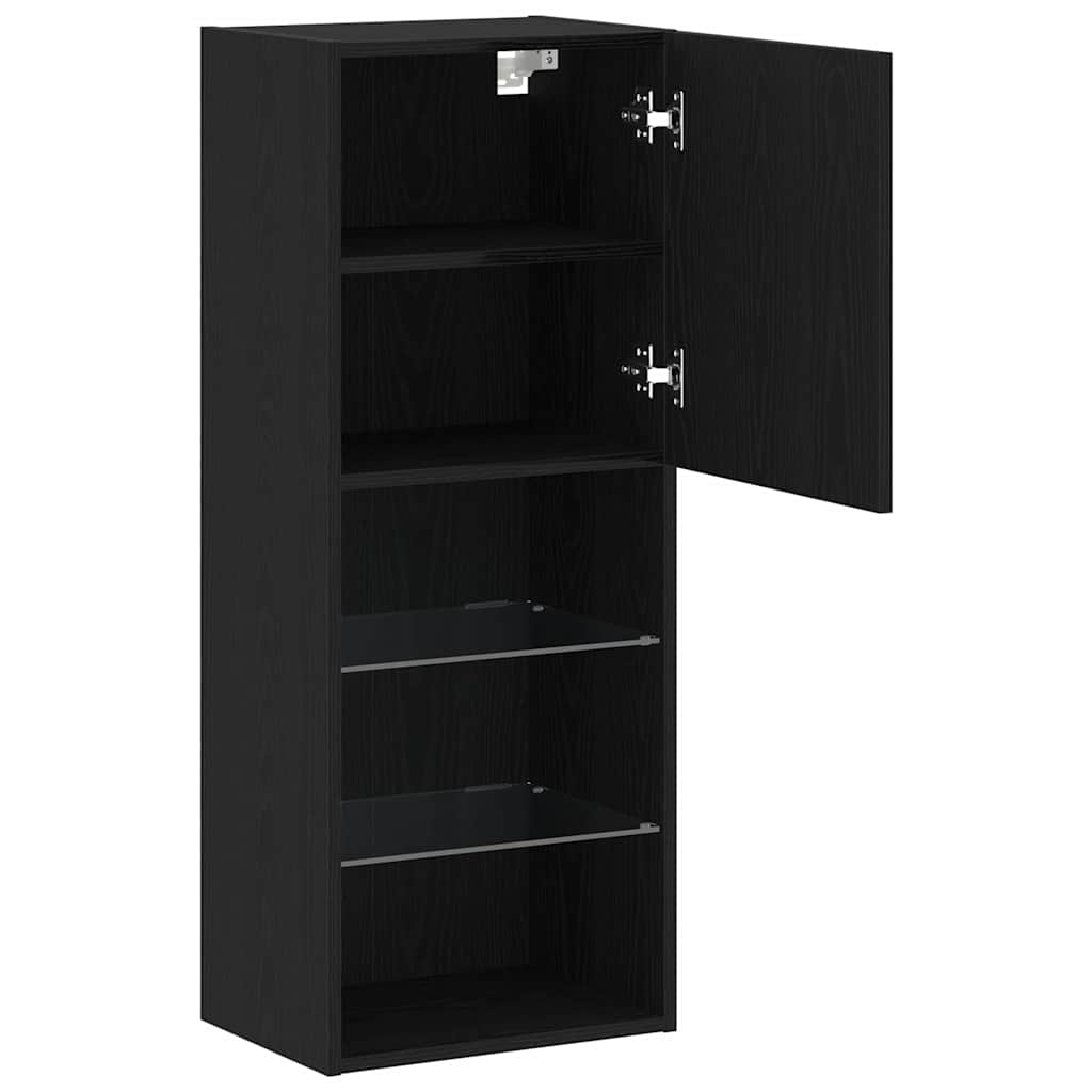 TV-møbelsæt med LED Sort eg 40,5 x 30 x 102 cm Konstrueret træ