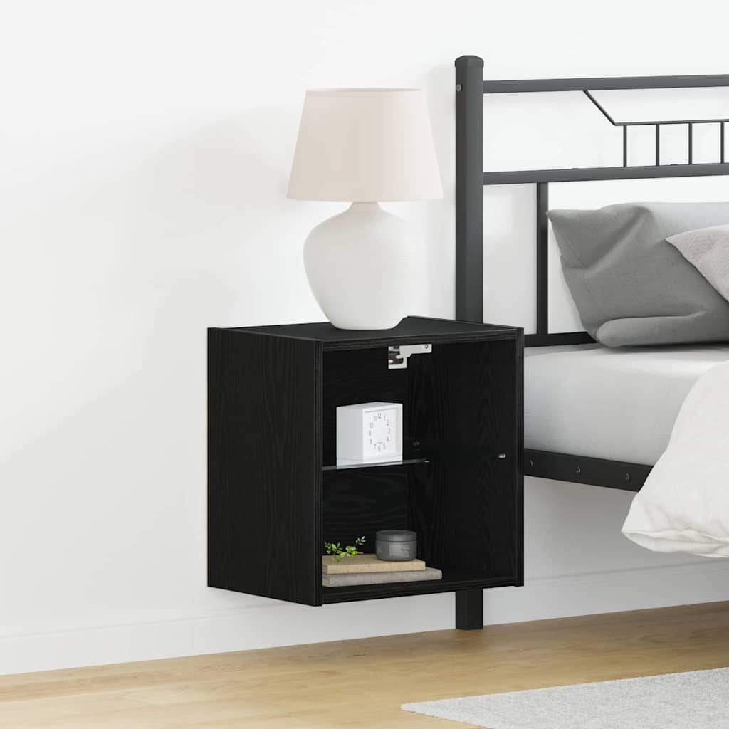 Flydende hylde med LED lys 2 pcs Sort 40 x 28,5 x 40 cm