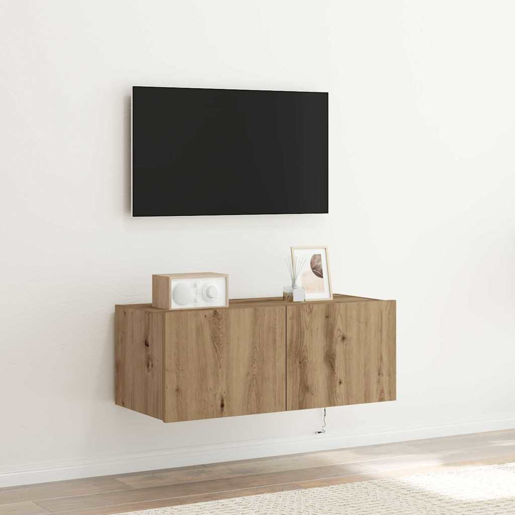 TV vægskab Artisan Egetræ 80 x 35 x 31 cm Konstrueret træ