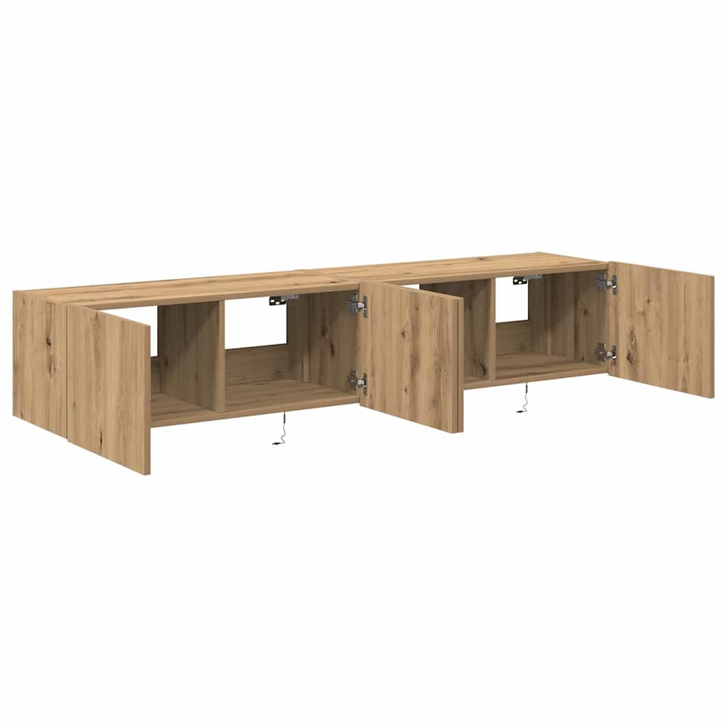TV vægskab 2 pcs Artisan Egetræ 80 x 35 x 31 cm Konstrueret træ